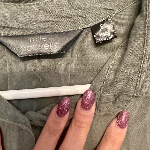 Mlle Gabrielle Olive Long Sleeve Shirt Dress Small - Picture 3 of 5